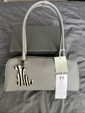 Isadora Gray Leather Satchel with Zebra Charm